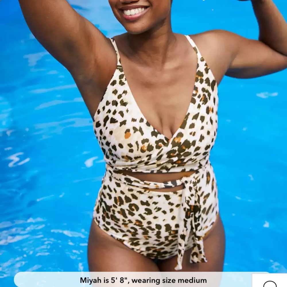 Aerie leopard wrap one piece swimsuit